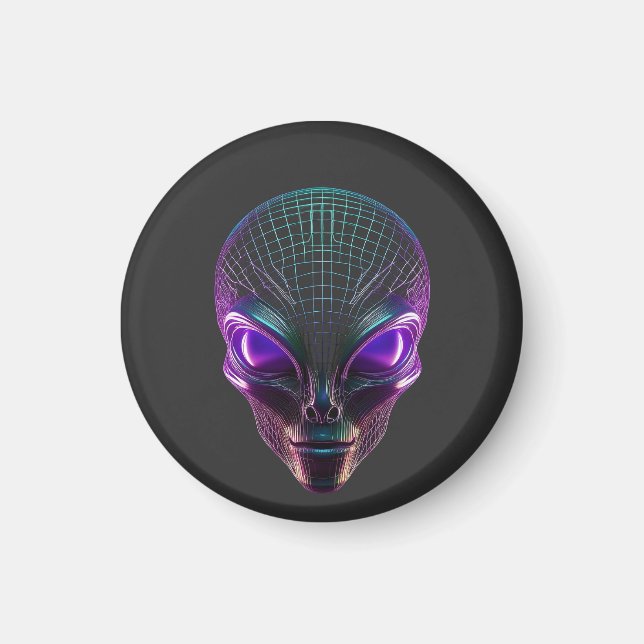 Purple Alien With Luminous Eyes Magnet (Front)