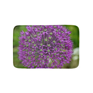 Purple allium flower bath mat