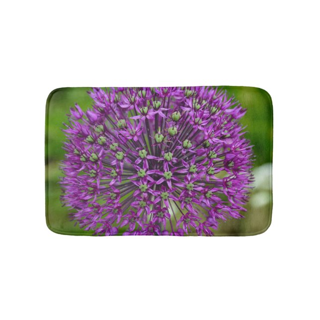 Purple allium flower bath mat (Front)