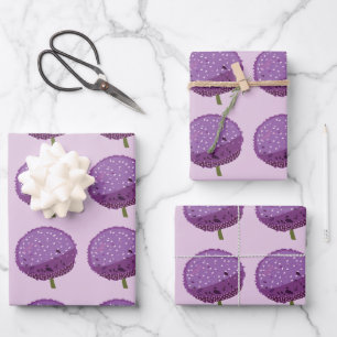 Purple Allium Flower Floral Wrapping Paper Sheet