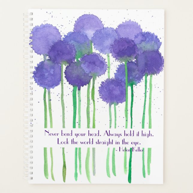 Purple Allium Flowers Inspirational Quote Planner (Front)