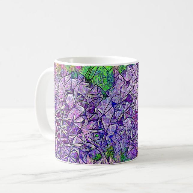 Purple Allium Mosaic with Watercolor Effects Coffee Mug (Front Left)