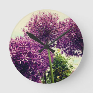 Purple Allium Round Clock