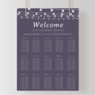 Purple Alphabetical Wedding Seating Chart 