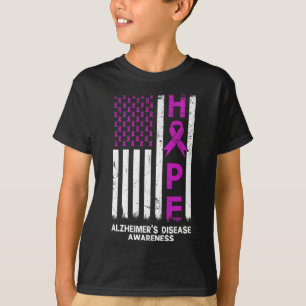 Purple Alzheimer Disease Awareness American Flag M T-Shirt