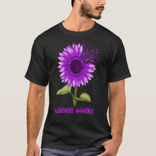 Purple Alzheimers Awareness Sunflower Men Women T-Shirt