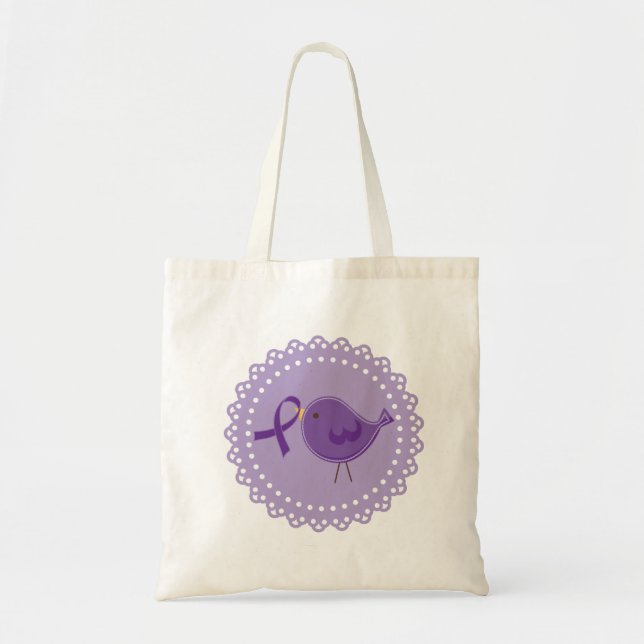Purple Alzheimers Bird Awareness Tote Gift (Front)