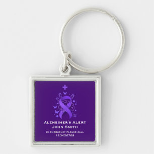 Purple Alzheimer's Disease Alert Key Ring