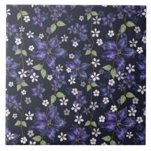 Purple Amaryllis Flowers Ceramic Tile