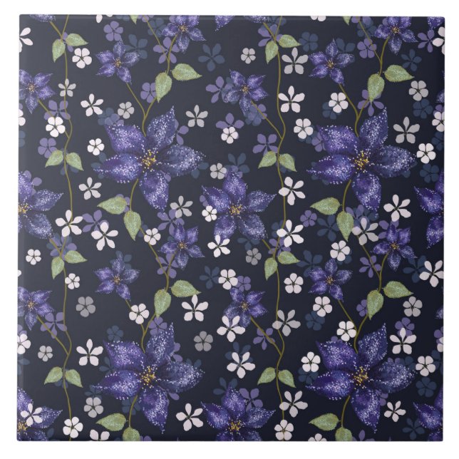 Purple Amaryllis Flowers Ceramic Tile (Front)