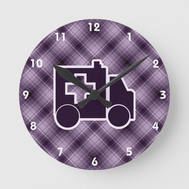 Purple Ambulance Round Clock (Front)
