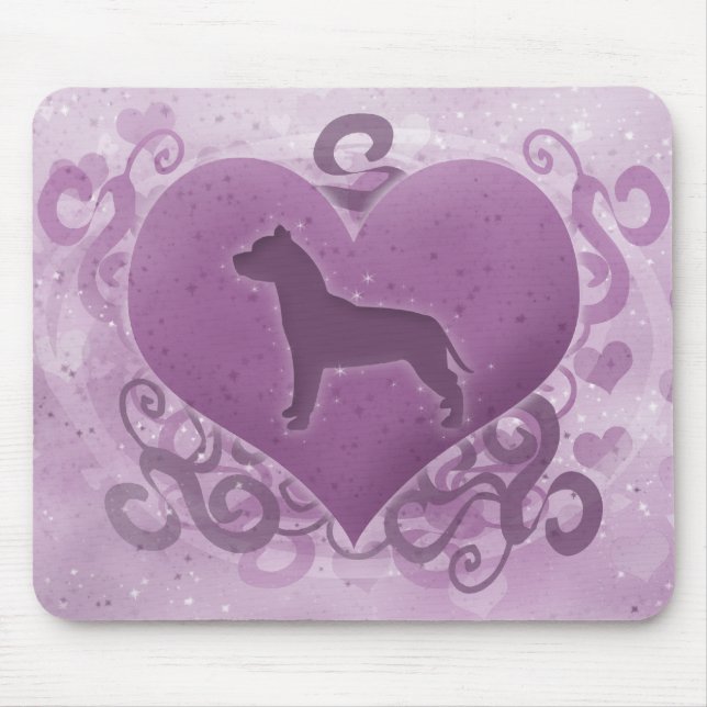 Purple American Pit Bull Terrier Valentine Mouse Pad (Front)