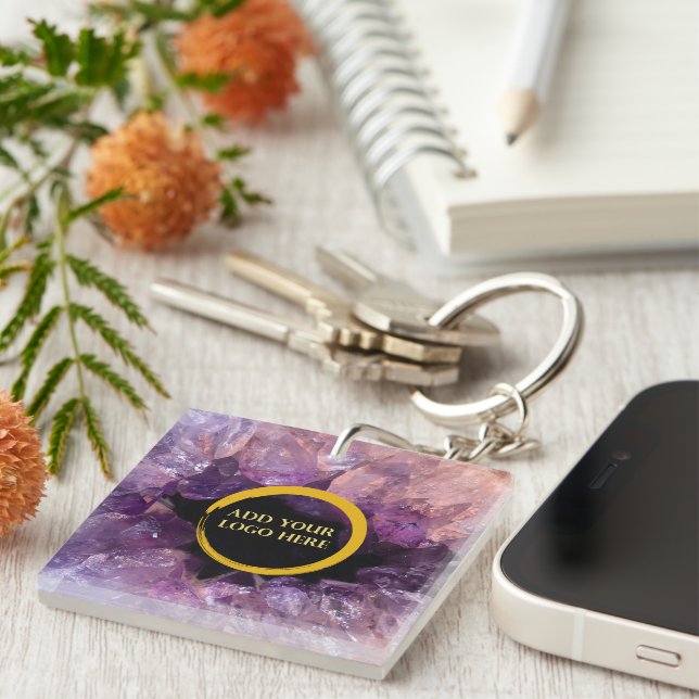 Purple amethyst add own logo professional key ring (Front Right)