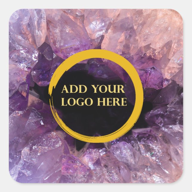 Purple amethyst add own logo professional square sticker (Front)