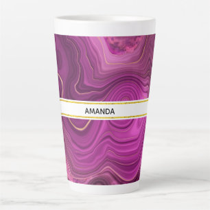 Purple Amethyst And Gold Abstract Agate  Latte Mug