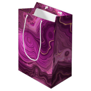 Purple Amethyst And Gold Abstract Agate Medium Gift Bag