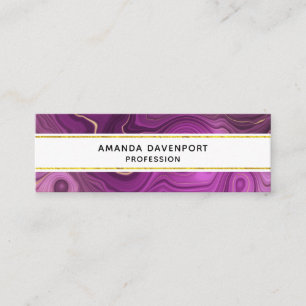 Purple Amethyst And Gold Abstract Agate Mini Business Card