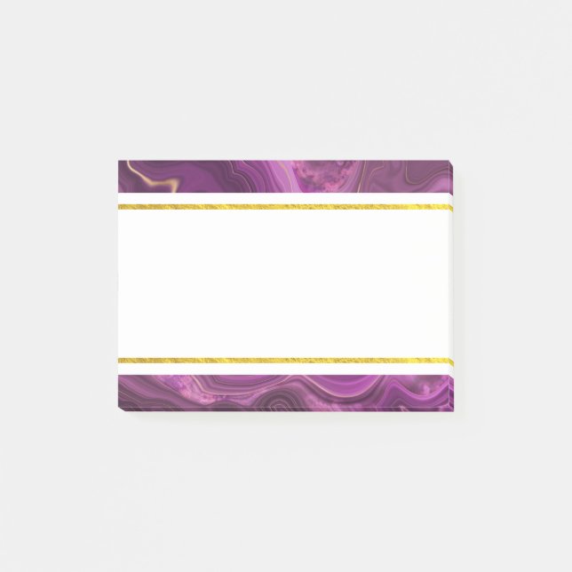Purple Amethyst And Gold Abstract Agate Post-it No Post-it Notes (Front)