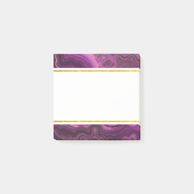 Purple Amethyst And Gold Abstract Agate Post-it No Post-it Notes (Front)