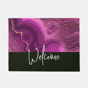 Purple Amethyst And Gold Abstract Agate Welcome Doormat