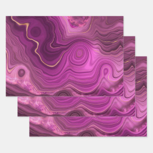 Purple Amethyst And Gold Abstract Agate Wrapping Paper Sheet