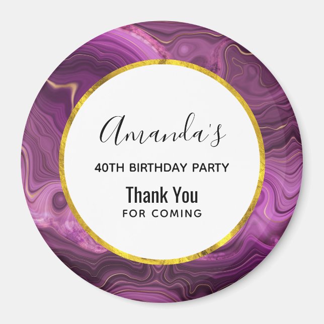 Purple Amethyst And Gold Agate Birthday Thanks Mag Magnet (Front)