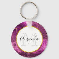 Purple Amethyst And Gold Agate Monogram