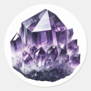Purple Amethyst Calming Crystal Metaphysical  Classic Round Sticker