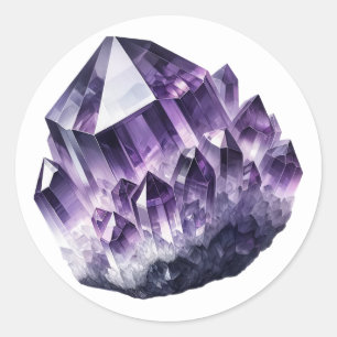 Purple Amethyst Calming Crystal Metaphysical  Classic Round Sticker