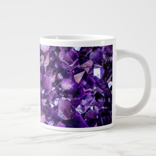 Purple Amethyst Crystal Geode Gemstone February  Large Coffee Mug (Right)