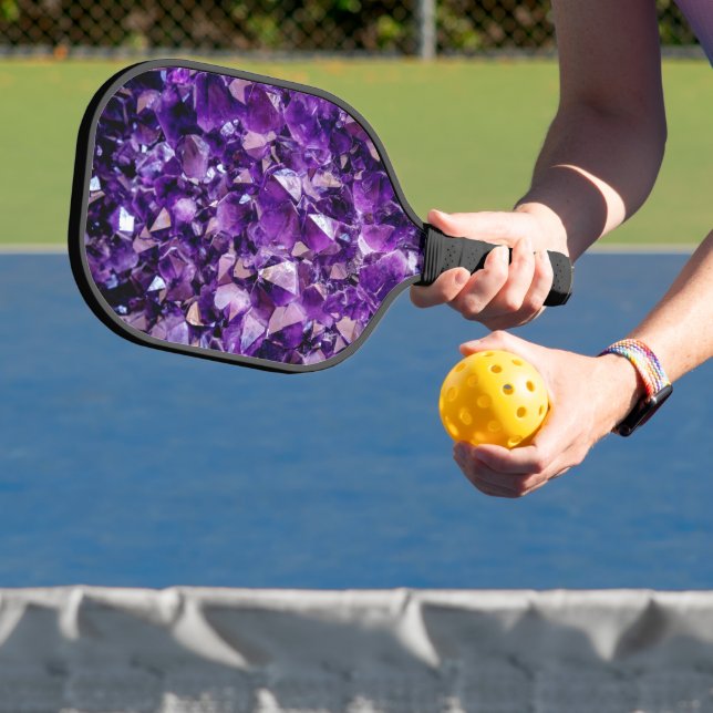 Purple Amethyst Crystal Geode Pickle Ball Paddle (Insitu)