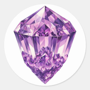 Purple Amethyst Crystal Metaphysical Energy  Classic Round Sticker