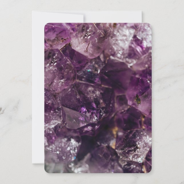 Purple Amethyst Crystal Quartz Energy Pattern Invitation (Front)