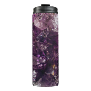 Purple Amethyst Crystal Quartz Energy Pattern Thermal Tumbler