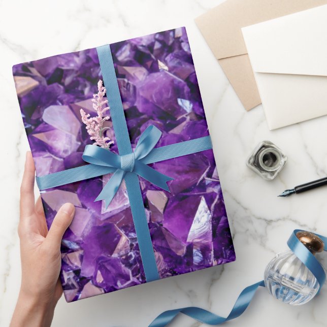 Purple Amethyst Crystal Wrapping Paper (Gifting)