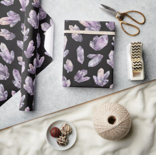 Purple Amethyst Crystals Wrapping Paper
