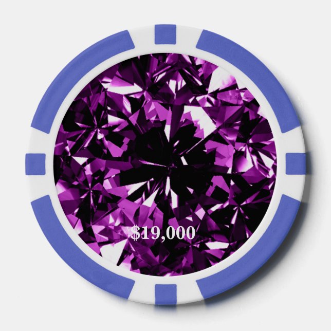 Purple Amethyst Diamond Gem Stone Poker Chip (Front)