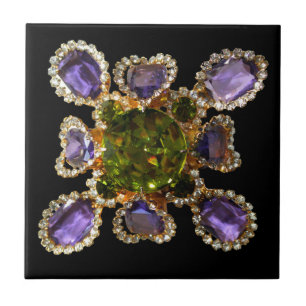 Purple Amethyst Diamonds Emeralds jewellery  Ceramic Tile