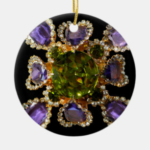 Purple Amethyst Diamonds Emeralds jewellery Ceramic Tree Decoration