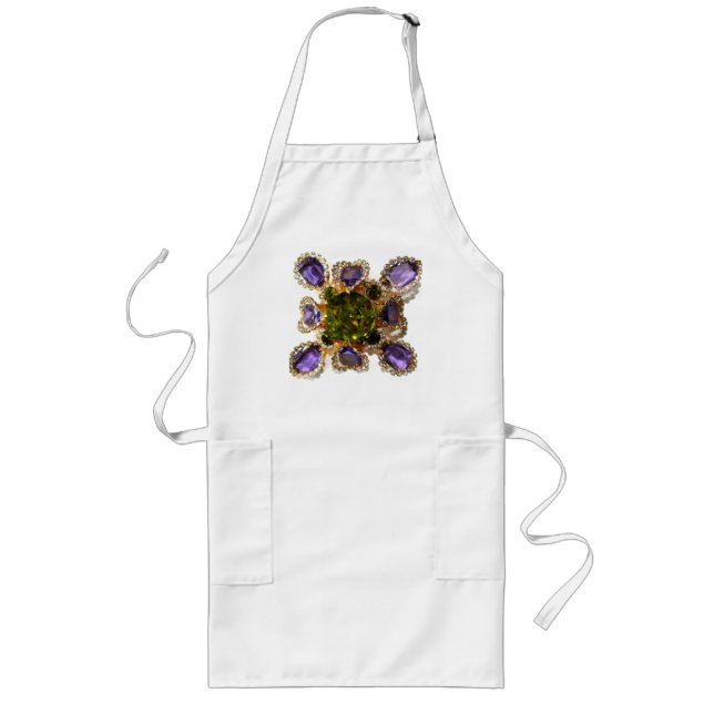 Purple Amethyst Diamonds Emeralds jewellery  Long Apron (Front)
