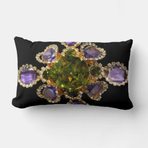Purple Amethyst Diamonds Emeralds jewellery  Lumbar Cushion