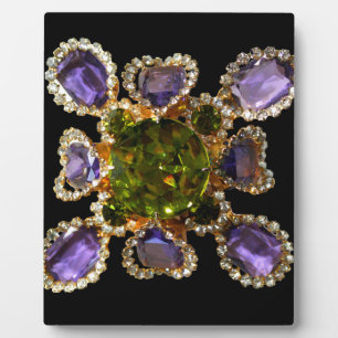Purple Amethyst Diamonds Emeralds jewellery  Plaque