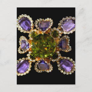 Purple Amethyst Diamonds Emeralds jewellery Postcard