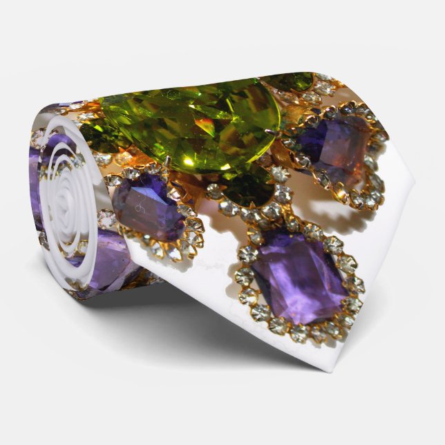 Purple Amethyst Diamonds Emeralds jewellery  Tie (Rolled)