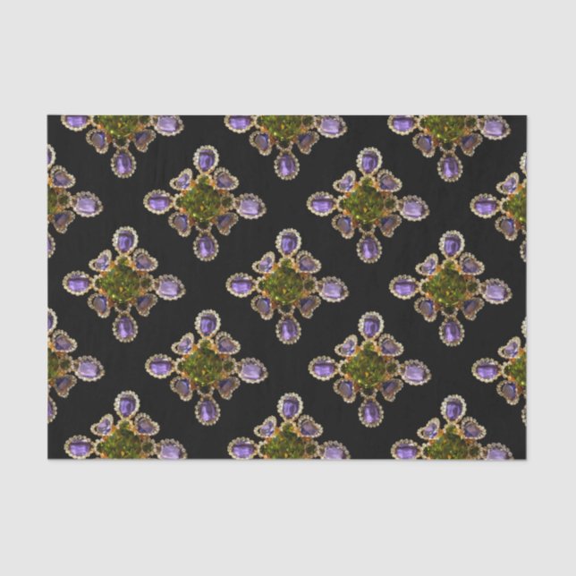 Purple Amethyst Diamonds Emeralds jewellery  Tissue Paper (Front)