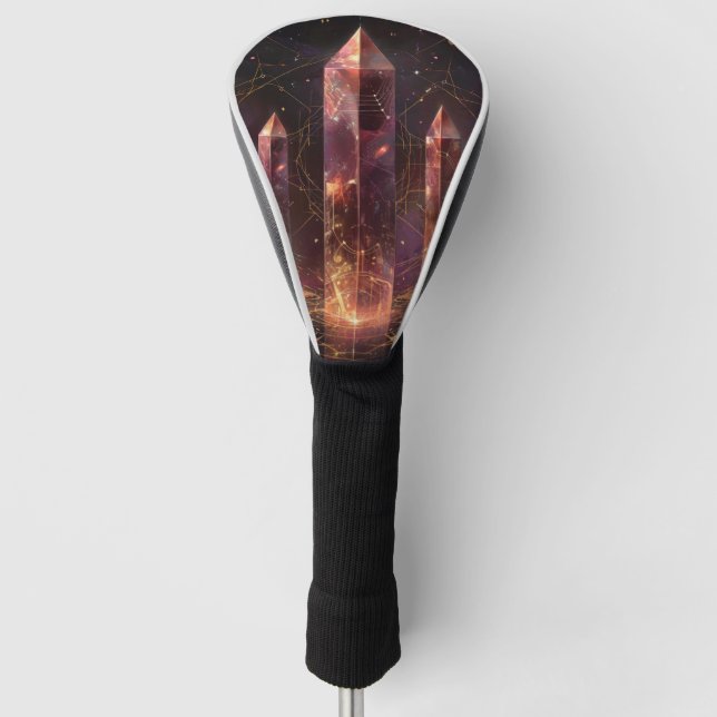 Purple Amethyst Galaxy Fantasy Pattern Golf Head Cover (Front)