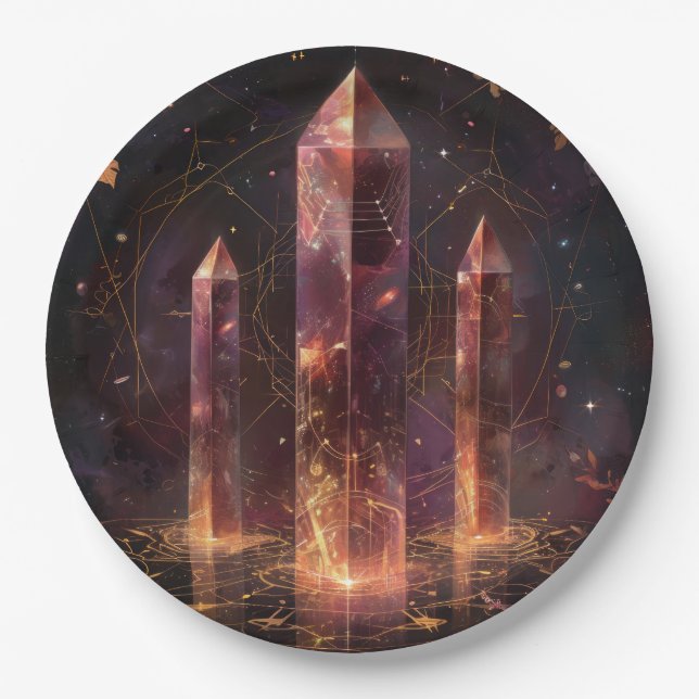 Purple Amethyst Galaxy Fantasy Pattern Paper Plate (Front)