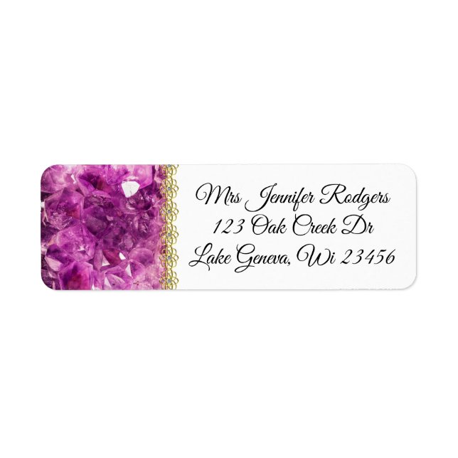 Purple Amethyst Gems Purple Return Address Label (Front)