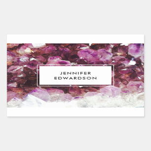 Purple amethyst gemstone crystal professional rectangular sticker