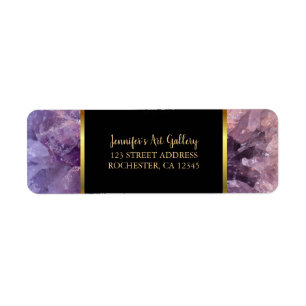 Purple amethyst gemstone gold professional return address label